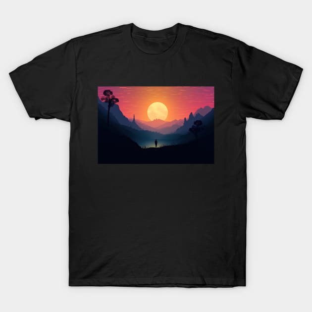 Sunset Adventure Mountain Landscape T-Shirt by JensenArtCo